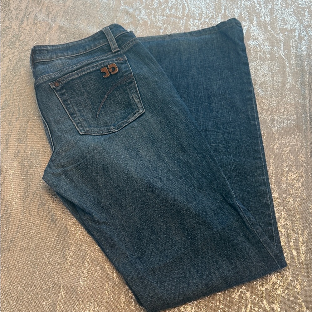 Women's Dark Blue Boot Cut Jeans with Back Pocket Accent
